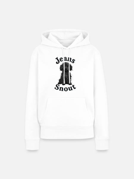 Schwarzer Toypudel im Jeansflicken-Stil - Frauen Premium Bio Hoodie - Weiß