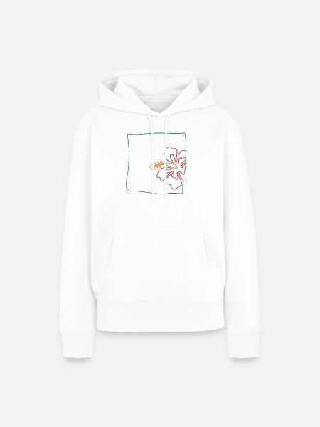 Hibiskus minimalistisch - Frauen Premium Bio Hoodie - Weiß