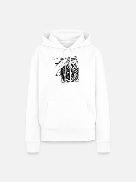 Ornithologie-Sucht – Zwillingsvogelbeutel - Frauen Premium Bio Hoodie - Weiß