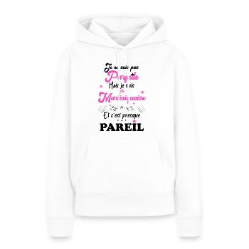 Je Ne Suis Pas Parfaite Martiniquaise - Sweat à capuche Premium bio Femme - blanc - Devant - Julia (174cm)