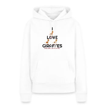 J’aime girafes, girafes, amant girafe, girafe - Sweat à capuche Premium bio Femme - blanc - Devant - Julia (174cm)