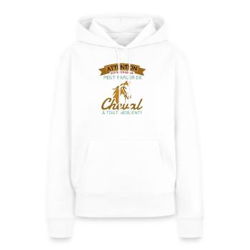 Attention Cheval Cadeau - Sweat à capuche Premium bio Femme - blanc - Devant - Julia (174cm)