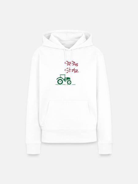 Papas Stolz Traktor - Frauen Premium Bio Hoodie - Weiß