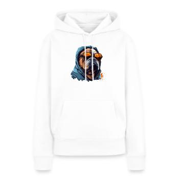 Urban Bulldog: Streetwise Bulldog Vibes - Sweat à capuche Premium bio Femme - blanc - Devant - Julia (174cm)