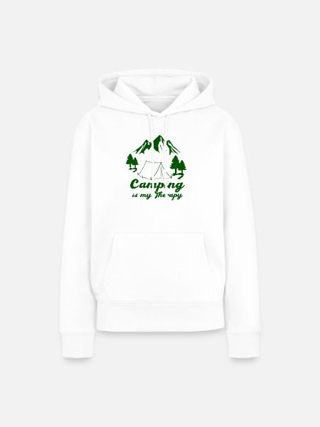 camping therapy - Frauen Premium Bio Hoodie - Weiß