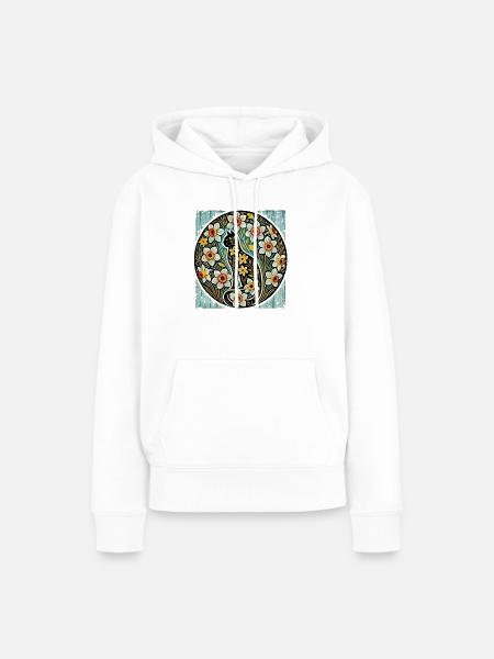 Narzissen Katze - Frauen Premium Bio Hoodie - Weiß