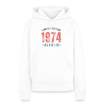 Baujahr 1974 - Frauen Premium Bio Hoodie - Weiß - Vorne - Julia (174cm)