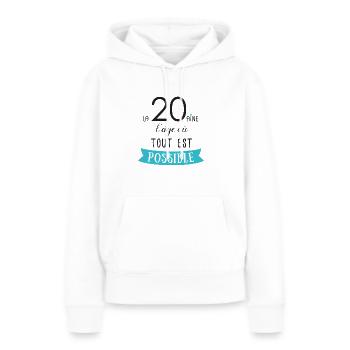 souhait05 - Sweat à capuche Premium bio Femme - blanc - Devant - Julia (174cm)