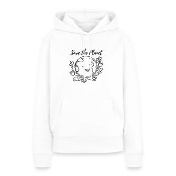 Save the Planet - Frauen Premium Bio Hoodie - Weiß - Vorne - Julia (174cm)