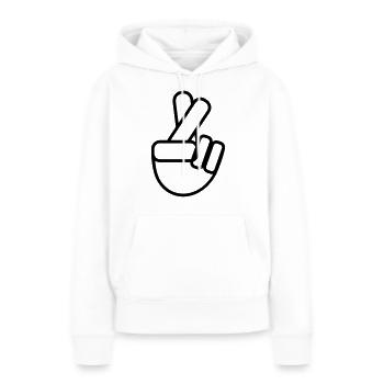 crossed fingers - Frauen Premium Bio Hoodie - Weiß - Vorne - Julia (174cm)