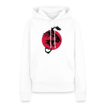 DRAGON SUN - Frauen Premium Bio Hoodie - Weiß - Vorne - Julia (174cm)