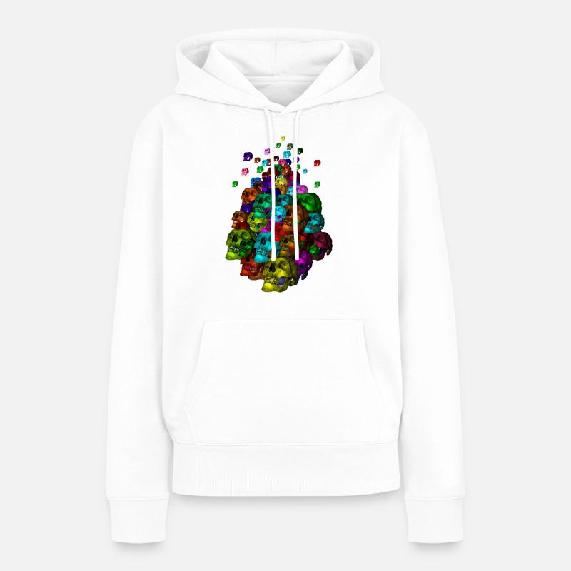Pile de crâne coloré - Sweat à capuche Premium bio Femme - blanc