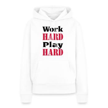 Work hard, play hard - Sweat à capuche Premium bio Femme - blanc - Devant - Julia (174cm)