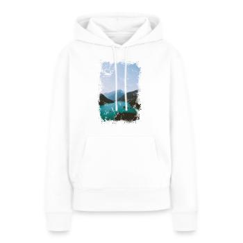 lac alpin - Sweat à capuche Premium bio Femme - blanc - Devant - Julia (174cm)