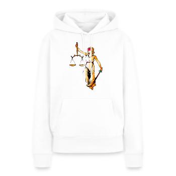 Gerechtigkeit für alle - Frauen Premium Bio Hoodie - Weiß - Vorne - Julia (174cm)