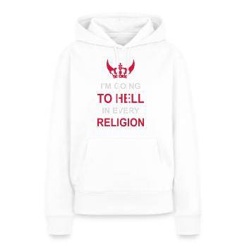 Aller en enfer - Sweat à capuche Premium bio Femme - blanc - Devant - Julia (174cm)