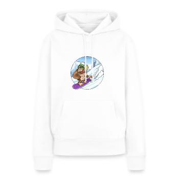 Süßer Gorilla beim Snowboarden Schnee Landschaft - Frauen Premium Bio Hoodie - Weiß - Vorne - Julia (174cm)