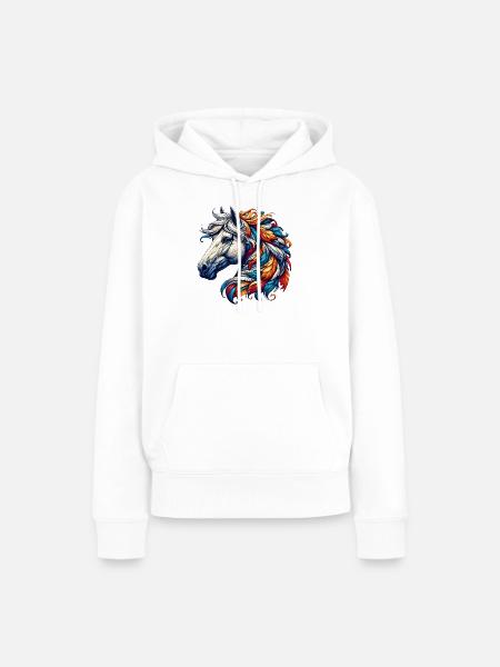 Pferd - Frauen Premium Bio Hoodie - Weiß