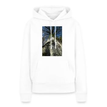 contre-plongée arbre, écorce grise - Sweat à capuche Premium bio Femme - blanc - Devant - Julia (174cm)