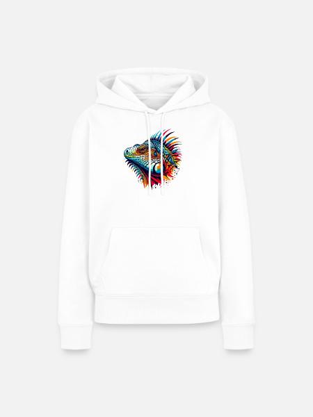 Leguan - Frauen Premium Bio Hoodie - Weiß