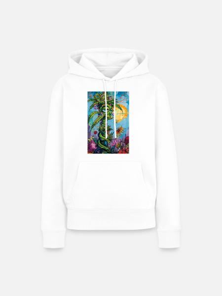 Pflanzengeist im Sonnenkleid - Frauen Premium Bio Hoodie - Weiß