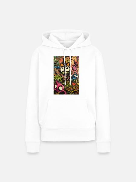 Buntes Comic-Monster Graffiti - Frauen Premium Bio Hoodie - Weiß
