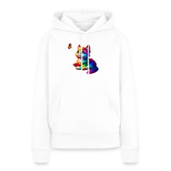 Chats (02) - Sweat à capuche Premium bio Femme - blanc - Devant - Julia (174cm)