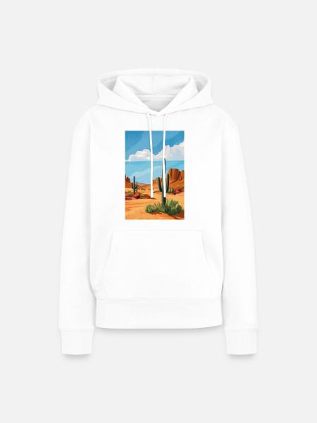 Wüstenlandschaft Illustration Poster - Frauen Premium Bio Hoodie - Weiß