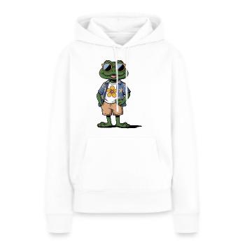 Lustiger Sommerfrosch - Frauen Premium Bio Hoodie - Weiß - Vorne - Julia (174cm)