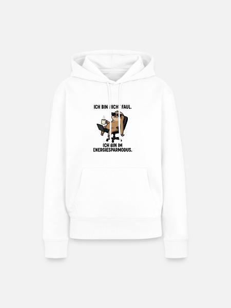 Faultier Lounge mit Kaffee Laptop - Frauen Premium Bio Hoodie - Weiß