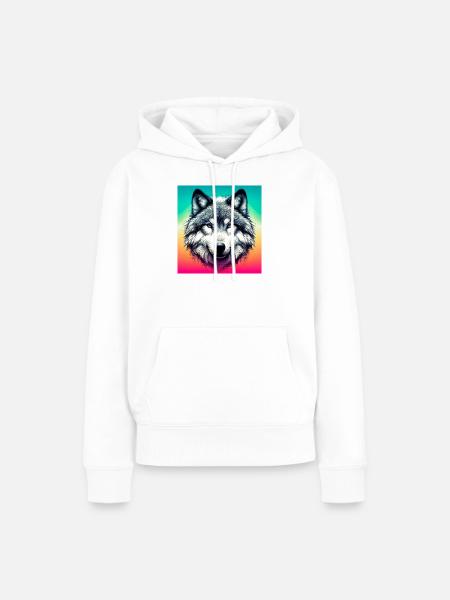 Wolf - Frauen Premium Bio Hoodie - Weiß
