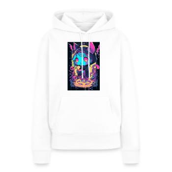 Neon Katzenzauber Hoodie | Punk Cat - Frauen Premium Bio Hoodie - Weiß - Vorne - Julia (174cm)