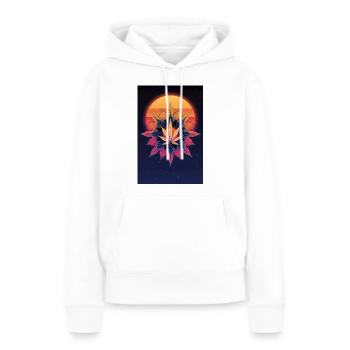 Sonnenmandala Cannabisblatt - Frauen Premium Bio Hoodie - Weiß - Vorne - Julia (174cm)