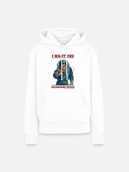 Retro Astronaut Space Colonization - Frauen Premium Bio Hoodie - Weiß