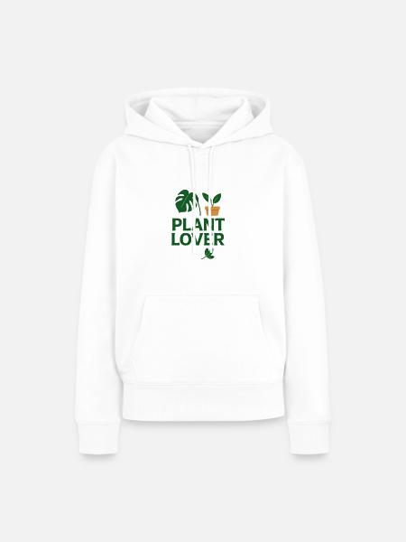 Plant Lover Monstera Topfpflanze - Frauen Premium Bio Hoodie - Weiß