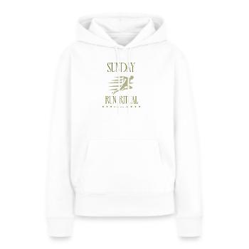 Coureur - Rituel de la course du dimanche - Sweat à capuche Premium bio Femme - blanc - Devant - Julia (174cm)