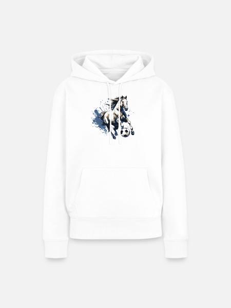 Pferd Fussball Team - Frauen Premium Bio Hoodie - Weiß