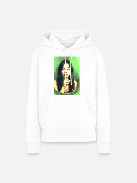 pssst III - Frauen Premium Bio Hoodie - Weiß