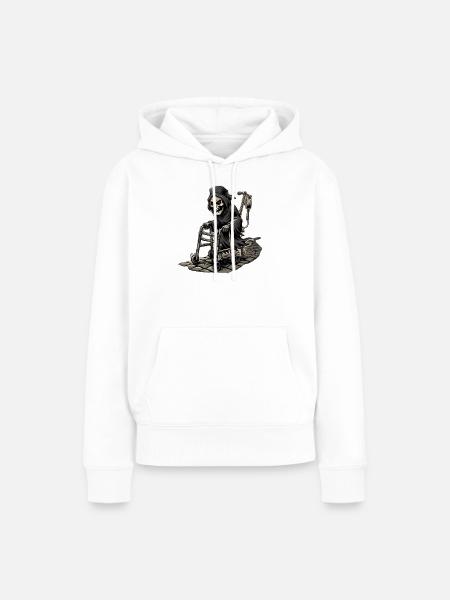 Sensenmann am Gehwagen - Frauen Premium Bio Hoodie - Weiß