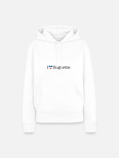 I love Baguette - Frauen Premium Bio Hoodie - Weiß