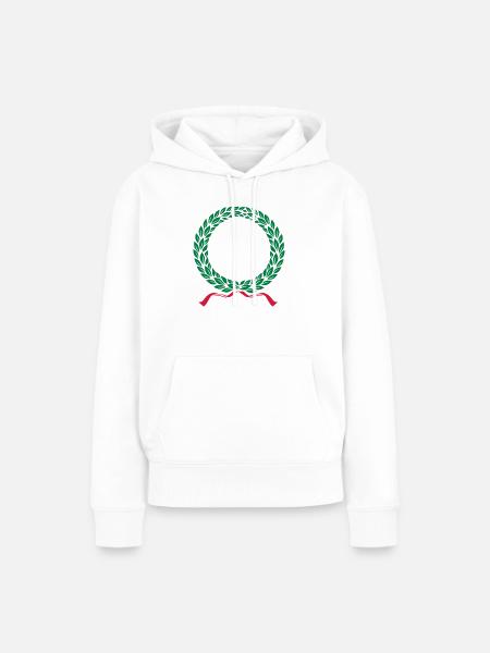VICTORY LAUREL CROWN - Frauen Premium Bio Hoodie - Weiß