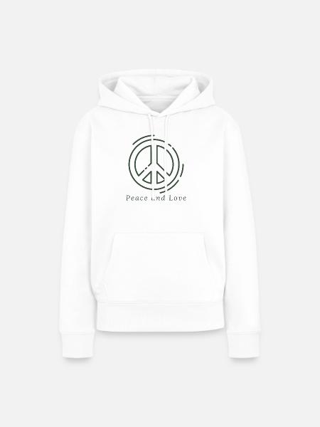 Frieden & Liebe - Frauen Premium Bio Hoodie - Weiß