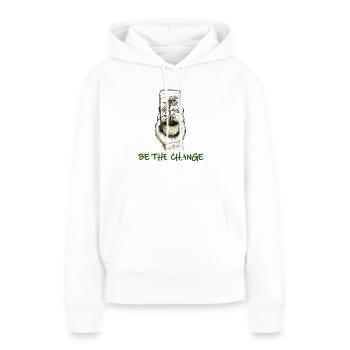 Soyez le changement - Sweat à capuche Premium bio Femme - blanc - Devant - Julia (174cm)