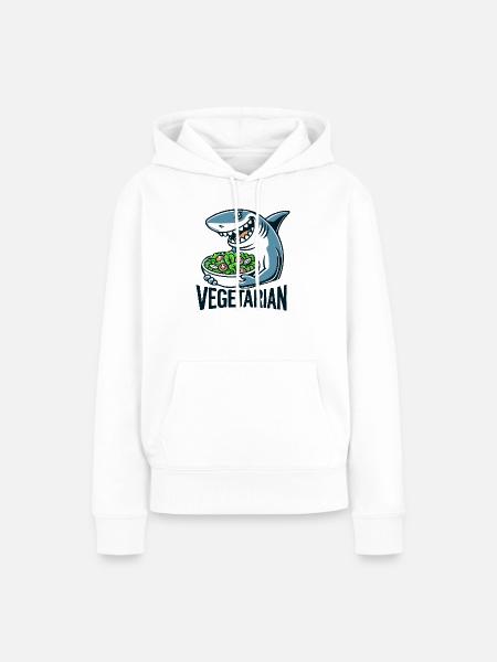 Vegetarischer Hai - Frauen Premium Bio Hoodie - Weiß