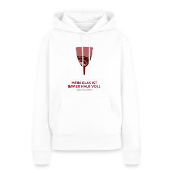 GLAS Halb voll - Frauen Premium Bio Hoodie - Weiß - Vorne - Julia (174cm)