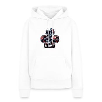 Crâne de musculation No Limit Workout avec haltère - Sweat à capuche Premium bio Femme - blanc - Devant - Julia (174cm)