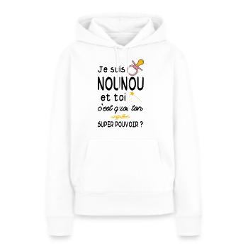 je suis nounou / humour nounou - Sweat à capuche Premium bio Femme - blanc - Devant - Julia (174cm)