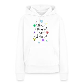Der Frieden - Frauen Premium Bio Hoodie - Weiß - Vorne - Julia (174cm)