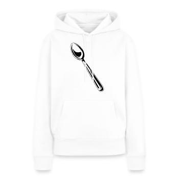 Cuisserie symbole cuillère - Sweat à capuche Premium bio Femme - blanc - Devant - Julia (174cm)