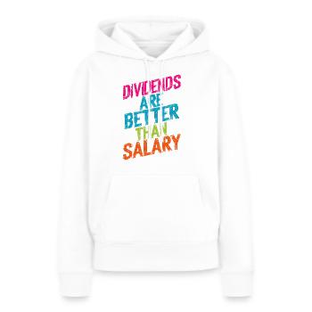 Les dividendes valent mieux que le salaire - Sweat à capuche Premium bio Femme - blanc - Devant - Julia (174cm)